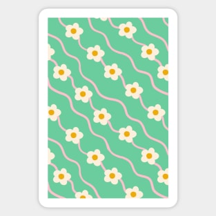 Wavy ditsy floral pattern in green Sticker